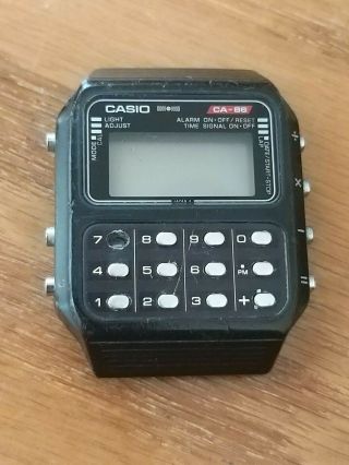 Rare Vintage Casio Ca - 86 134 Digital Lcd Game Alarm Calculator Watch Japan 80 