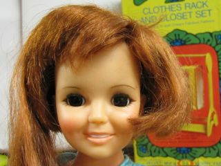 VINTAGE IDEAL Red Hair 1968 CRISSY DOLL w/box & 1971 Clothes Rack w/box 5