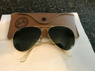 Ray Ban Aviator Sunglasses By Bausch And Lomb With Case 62 Mm