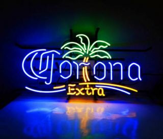 Corona Palm Tree Extra Vintage Real Display Lamp Beer Bar Glass Neon Sign Light