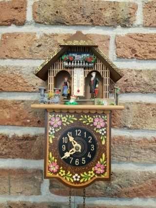 Vintage German Black Forest Chalet Clock With Weather Station - 1 Days Movement