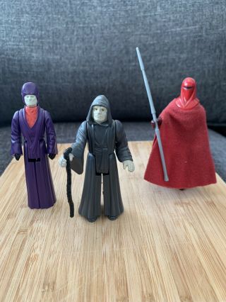 Vintage 1980’s Star Wars Figures - The Emperor,  Imperial Dignitary,  Royal Guard