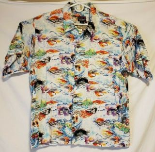 Vintage Patagonia Pataloha 1993 Hawaiian Ss Shirt Fly Fishing Flies Xl Rare