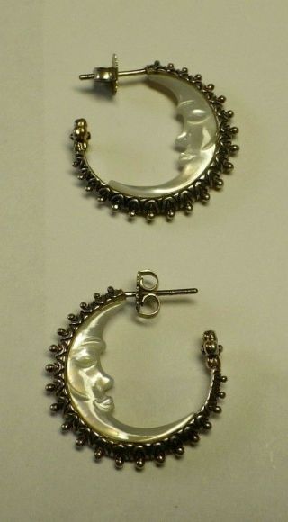 Barbara Bixby 18k Gold & Sterling Silver Earrings Crescent Moon Mop