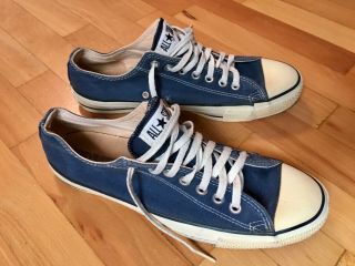 Vintage Converse All Star Made In Usa Blue Low Top Shoes Size 9.  5