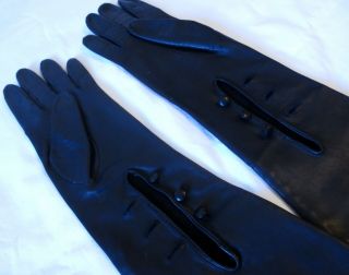 Rare Dream Dresser Vintage Long Leather Opera Gloves,  Size 7 - 7 1/2,  22 