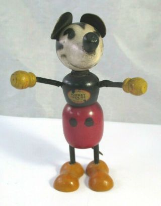 Vintage Walt Disney Mickey Mouse Fun - E - Flex Wood Figure 3 - 1/2 "