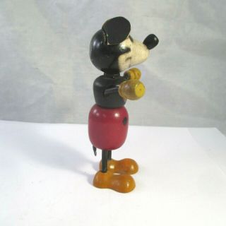 Vintage WALT DISNEY MICKEY MOUSE FUN - E - FLEX WOOD FIGURE 3 - 1/2 