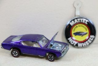 Vintage Mattel Redline Hot Wheels 1967 Purple Barracuda W/ Pin Button