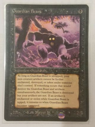 1 X Guardian Beast Arabian Nights Rare Lp Mtg Magic The Gathering