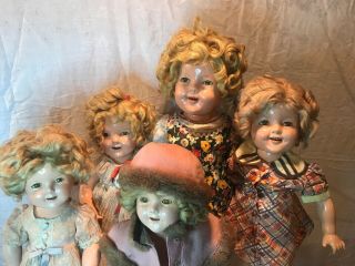 Antique Shirley Temple Dolls Composite 5 Dolls 12