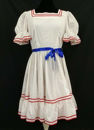 Vintage Jeri Bee White Red Polka Dot Square Dance Dress Size 10 Vlv