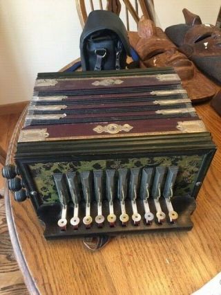 Antique Wood Accordion Vintage Squeeze Box Germany Italy? Vg Shape Squeezebox