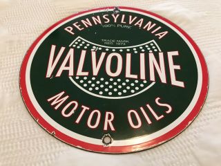 Vintage Valvoline Motor Oils Porcelain Sign,  Gasoline,  Gas Station,  Pump Plate