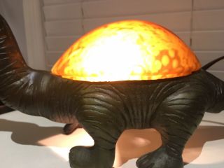 Vintage Dinosaur Glass Cast Iron Night Light Table Lamp Tiffany Style 2