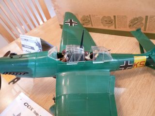 Vintage Cox Stuka JU - 87d Airplane Thimble Drome Gas Powered Green Version Rare 3