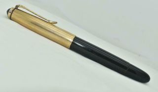 Vintage Pelikan 500nn Fountain Pen Black Stripe Barrel Rolled Gold Double L Cap