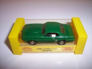 Vintage 1960s Aurora Thunderjet 1402 " Green " Pontiac Firebird T - Jet Ho Slot Car