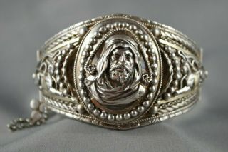 Antique Victorian Ottoman.  800 Silver Middle Eastern Heavy Sphinx Bracelet