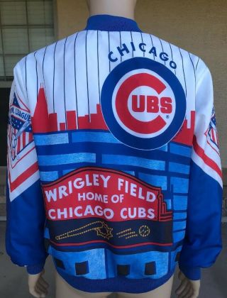 Euc Vintage 80s 90s Chicago Cubs Chalk Line Fanimation Jacket Usa Made Large