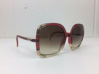 Vintage 70’s Ted Lapidus Paris Oversize Sunglasses Red And Gold Made In France