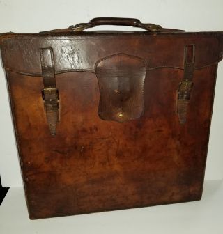 Large Vintage W.  Watson & Sons Tanned Leather Optical & Photographic Case Bag