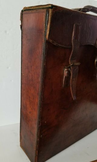 Large Vintage W.  Watson & Sons Tanned Leather Optical & Photographic Case Bag 5