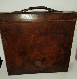 Large Vintage W.  Watson & Sons Tanned Leather Optical & Photographic Case Bag 8