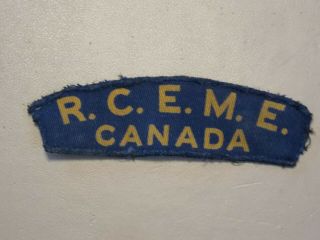 Ww2 Printed Canvas Canadian Army Shoulder Title R.  C.  E.  M.  E