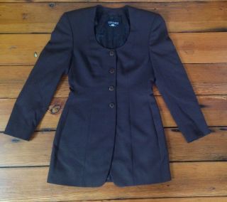 Vintage Giorgio Armani Dark Brown Wool Womens Blazer Suit Coat Italy 38 34 " Chst
