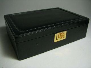 Vintage Authentic Black Leather Gucci Jewelry Box