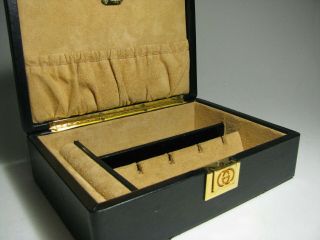 Vintage Authentic Black Leather Gucci Jewelry Box 6