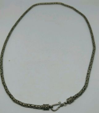 Vtg Sterling Silver Bali Byzantine Chain Necklace 3 Millimeter 21 3/4 Inch