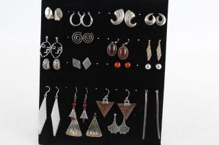 18 X.  925 Sterling Silver Earrings Inc.  Studs,  Quirky,  Gem Set,  Abstract (87g)