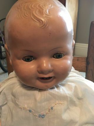 Antique Big 25  Chubby Composition Baby Doll Believe Is Unmarked Acme Honey Baby