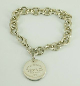 Vintage Tiffany & Co Return To Tiffany Sterling Silver Round Circle Tag Bracelet