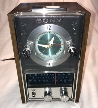 Early Sony Alarm Clock Radio Tfm - C490w,  Vtg.  Analog Design Cool Aircraft Look
