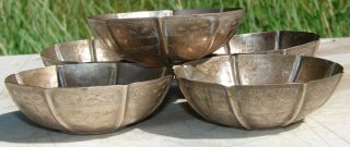 Aikin Amadu Kano Engraved Metal Set Of 5 Bowls Dishes Vintage Nigerian Handmade