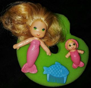 Vintage Kenner 1979 SEA WEES Sandy Mermaid Doll Blonde Baby Star Comb Lily Pad 5