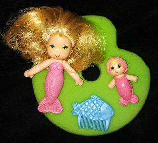 Vintage Kenner 1979 SEA WEES Sandy Mermaid Doll Blonde Baby Star Comb Lily Pad 7