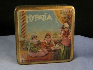 Vintage Enamel Egyptian Hypatia Cigarette Smokers Tin Storage Box Egypt