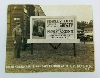 Bradley Field Connecticut Wwii Photograph Safety Sign First Air Force Photo Mpx