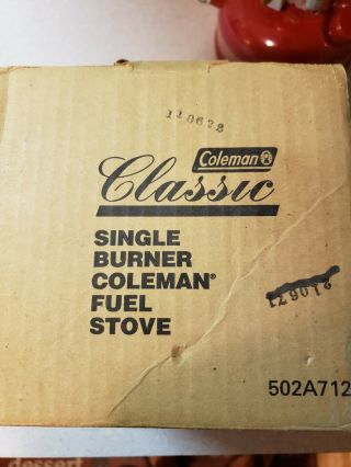 Vintage Coleman 502A Stove RED 9/97 Single Burner Rare 11