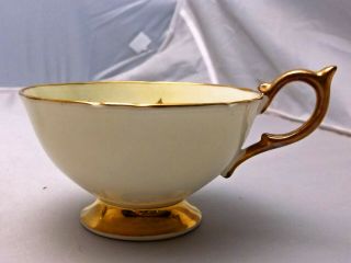 VINTAGE AYNSLEY J.  A.  BAILEY GOLD FOOTED,  CABBAGE ROSE,  CHINA TEACUP & SAUCER 2
