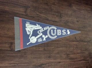Vintage 1960’s Chicago Cubs Full Size Pennant With Hard Holder