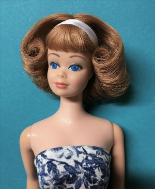 Yes it ' s Vintage Come see 1964 Barbie Best Friend Midge Titian Doll by April 2