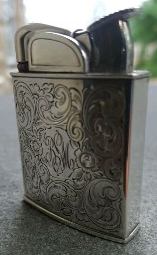 RARE Vintage Ornate Sterling Silver R Blackinton Co Evans Pocket Lighter 10