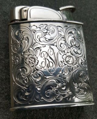 RARE Vintage Ornate Sterling Silver R Blackinton Co Evans Pocket Lighter 9
