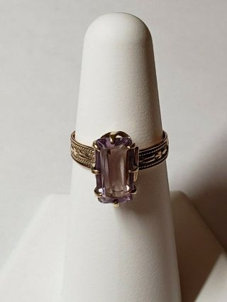 Estate Antique Victorian 10k Yellow Gold Amethyst Ladies Ring Size 6 1/2