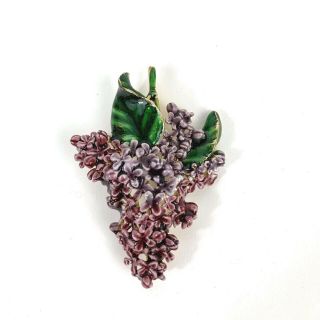 Mfa Museum Of Fine Arts Lilac Enamel Brooch Purple Goldtone Signed Pin Floral